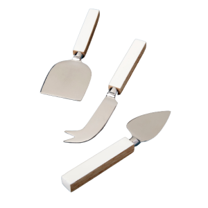 Mango Wood and Enamel Cheese Set