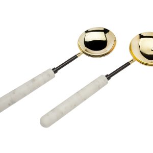 Marble Gold/Black Salad Servers