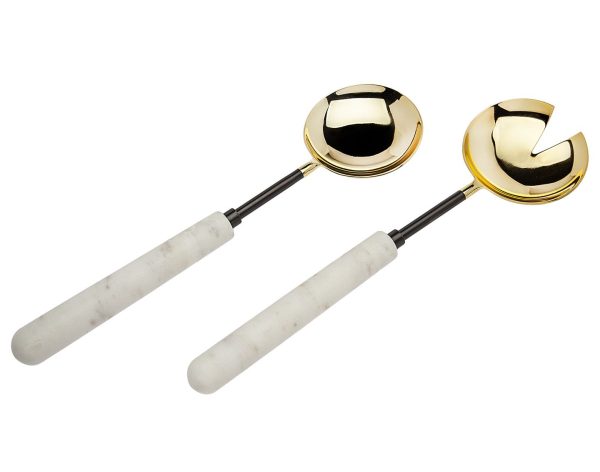 Marble Gold/Black Salad Servers