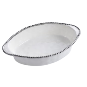 Silver Beaded Oval Baking Dish