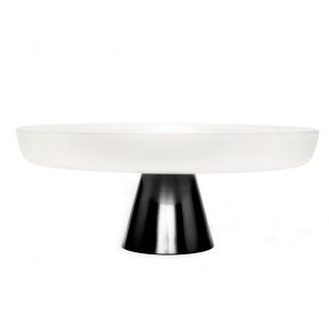 Modern Milk and Black Glass Cake Stand