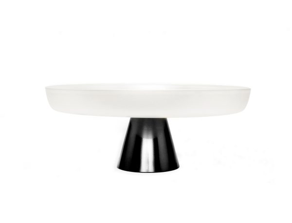 Modern Milk and Black Glass Cake Stand