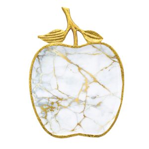 Gold Trimmed Marble Apple Tray