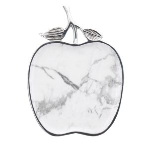 Silver Trimmed Marble Apple Platter
